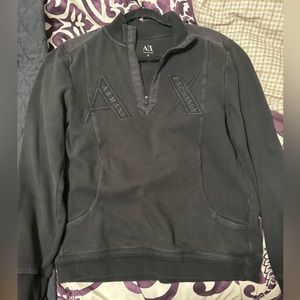 Armani Exchange Quarter Zip Pullover Fleece Distressed M